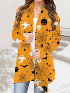 Halloween Elements Long Sleeve Knit Cardigan Top