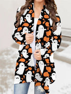 Halloween Elements Long Sleeve Knit Cardigan Top