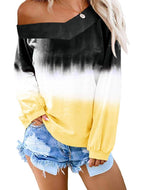 Gradient V-neck Long Sleeve Top