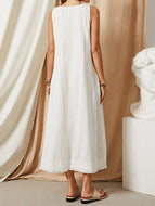 Elegant Cotton and Linen Plus Size Dress