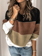 Casual Hit Color Crew Neck Sweater