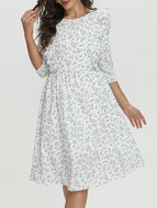 Floral White Ruffle Dress