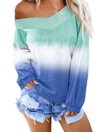 Gradient V-neck Long Sleeve Top