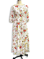 Ladies Chiffon Print Maxi Dress Bohemian Resort Dress Fashion Big Swing Long Robes