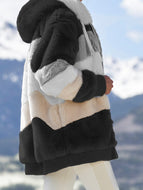 Contrasting Lamb Wool Padded Coat