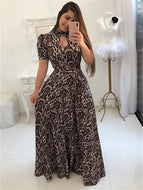 Fashion Digital Printing Floral Fashion Style Large Swing Dress Women Loose Maxi Dresses