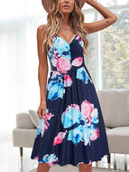 Women's Sleeveless V-Neck Slim Fit Sexy Mid-Length Dress Ins Style MIdi Dresses For Holiday