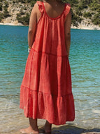 Bohemian Solid Color Flying Sleeve Dress