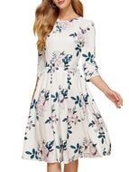 Printed Round Neck A-line Dress