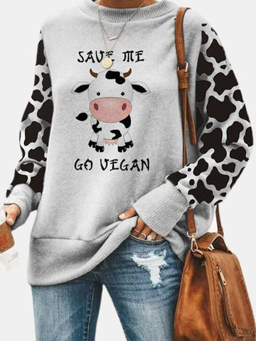 Cows Print Sweatshirt Top