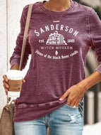 Round Neck Long Sleeve SANDERSON WITCH MUSEUM Printed Casual Sweatshirts