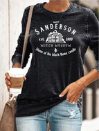 Round Neck Long Sleeve SANDERSON WITCH MUSEUM Printed Casual Sweatshirts