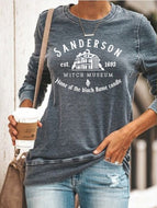 Round Neck Long Sleeve SANDERSON WITCH MUSEUM Printed Casual Sweatshirts