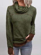 2021 Leisure Piled Collar Cotton Solid Color Pullover