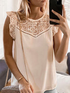 Ruffle Short Sleeve Lace Blouse