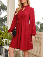 Lantern Sleeve Ice Silk Dress