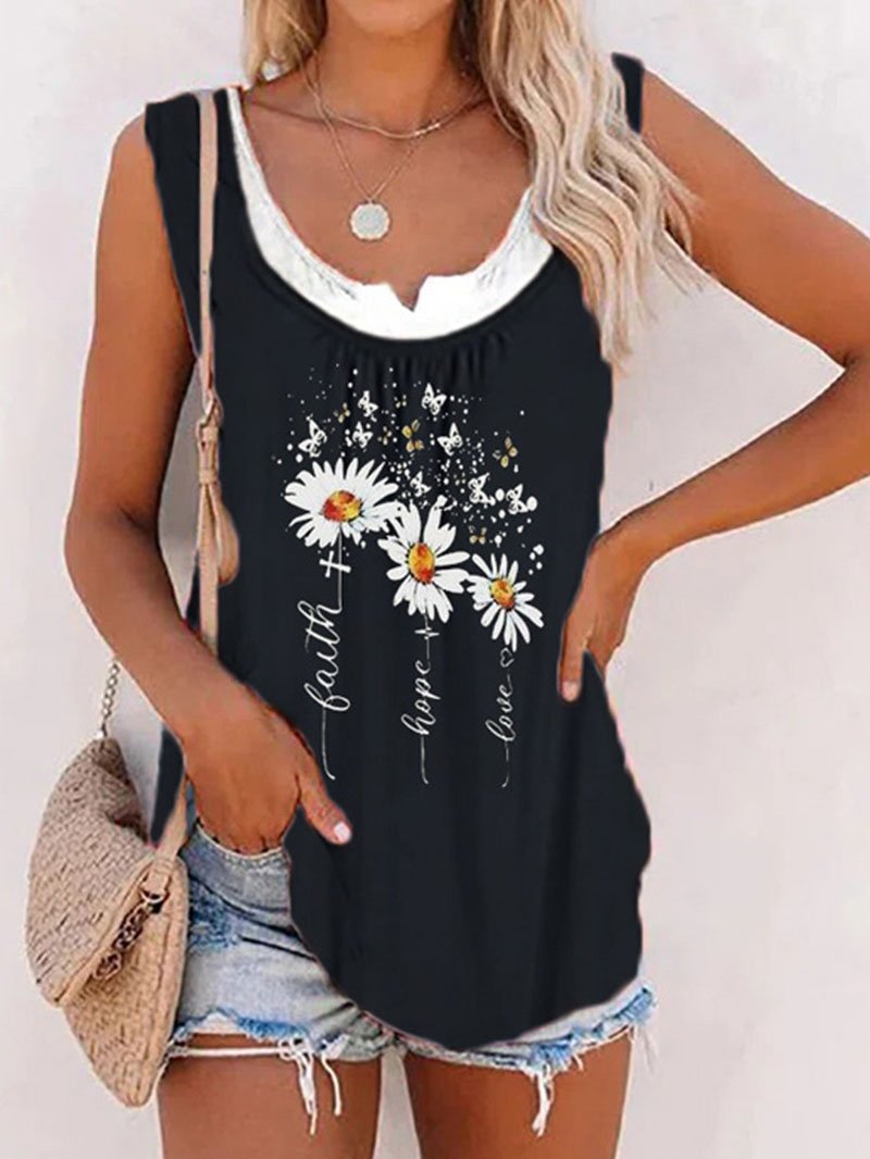 Printed Loose Tank T-shirt