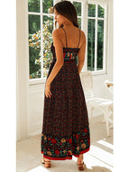 Big Swing Skirt Maxi Dresses European Beauty Bohemian V-Neck Sling Floral Dress For Holiday