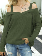 Autumn New Sexy Sling Strapless Solid Color Casual Long-sleeved Sweater