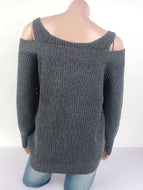 Autumn New Sexy Sling Strapless Solid Color Casual Long-sleeved Sweater