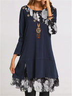 Hot Selling Fashion Chiffon Print Loose Plus Size Dress