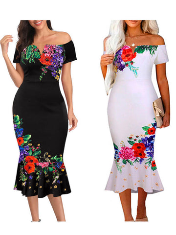 New Explosive Long Dress Dress Short Sleeve Irregular Women's Print Dress