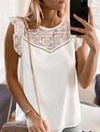 Ruffle Short Sleeve Lace Blouse