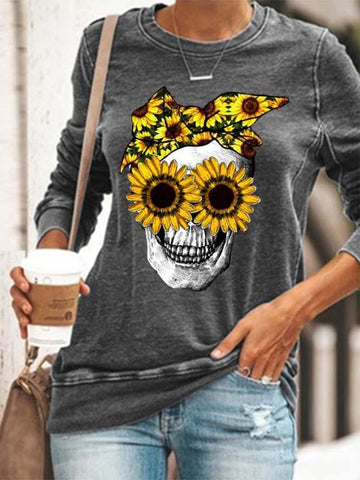 Halloween Creative Skull Print Women's Long Sleeve Sweatshirts