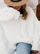 Women's Casual Solid Color Pullover V-neck Twist Jumper Casual Knit Sweater