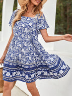 Spring Print Short Sleeve Dress