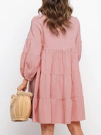 Cotton Linen Lantern Sleeve Dress