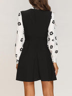 Black White Stitching Lace Dress