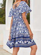 Spring Print Short Sleeve Dress