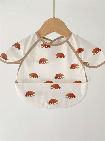 Hedgehog Brown Bear Bib Waterproof  Pocket