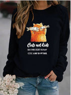 Cat Print Hooded Sweatshirt