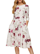 Slim 3/4 Sleeve Print Dress