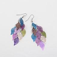 Colorful Seven Nine Leaf Earrings