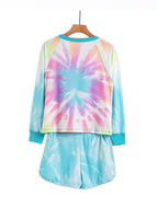 Women Home Wear Two-piece Casual Tie-dye Pajamas Suit