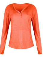 Autumn/winter Solid Color Button Long-sleeved Casual Top