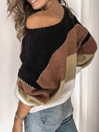 Casual Hit Color Crew Neck Sweater