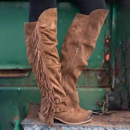 Low Heel Suede Winter Tassel Boots