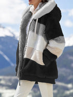 Contrasting Lamb Wool Padded Coat