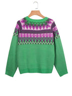 Pure Color Printed Knitted Sweater Sweater