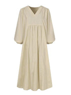 Cotton Linen Loose Lantern Sleeve Dress