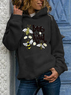 Fun Animal Print Round Neck Hoodie Tops