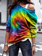 Loose Tie-dye Printed Long-sleeved Sweatshirt