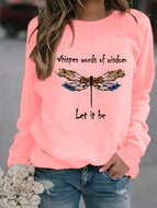 Dragonfly Print Crew Neck Sweatshirt