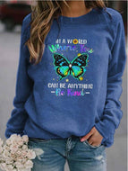 Butterfly Print Loose Hoodie