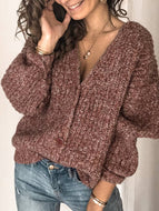 Single-breasted V-neck Knitted Sweater