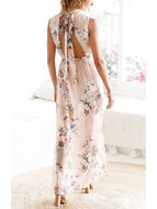 New Printed Sleeveless Slit Chiffon Dress Long Ladies Robe Ins Style Maxi Dresses